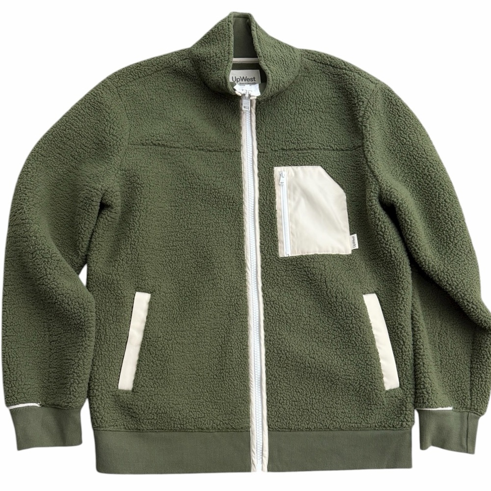 UpWest Men’s Olive Green Sherpa‎ Fleece Zip Jacket Size M Resort & Mercantile